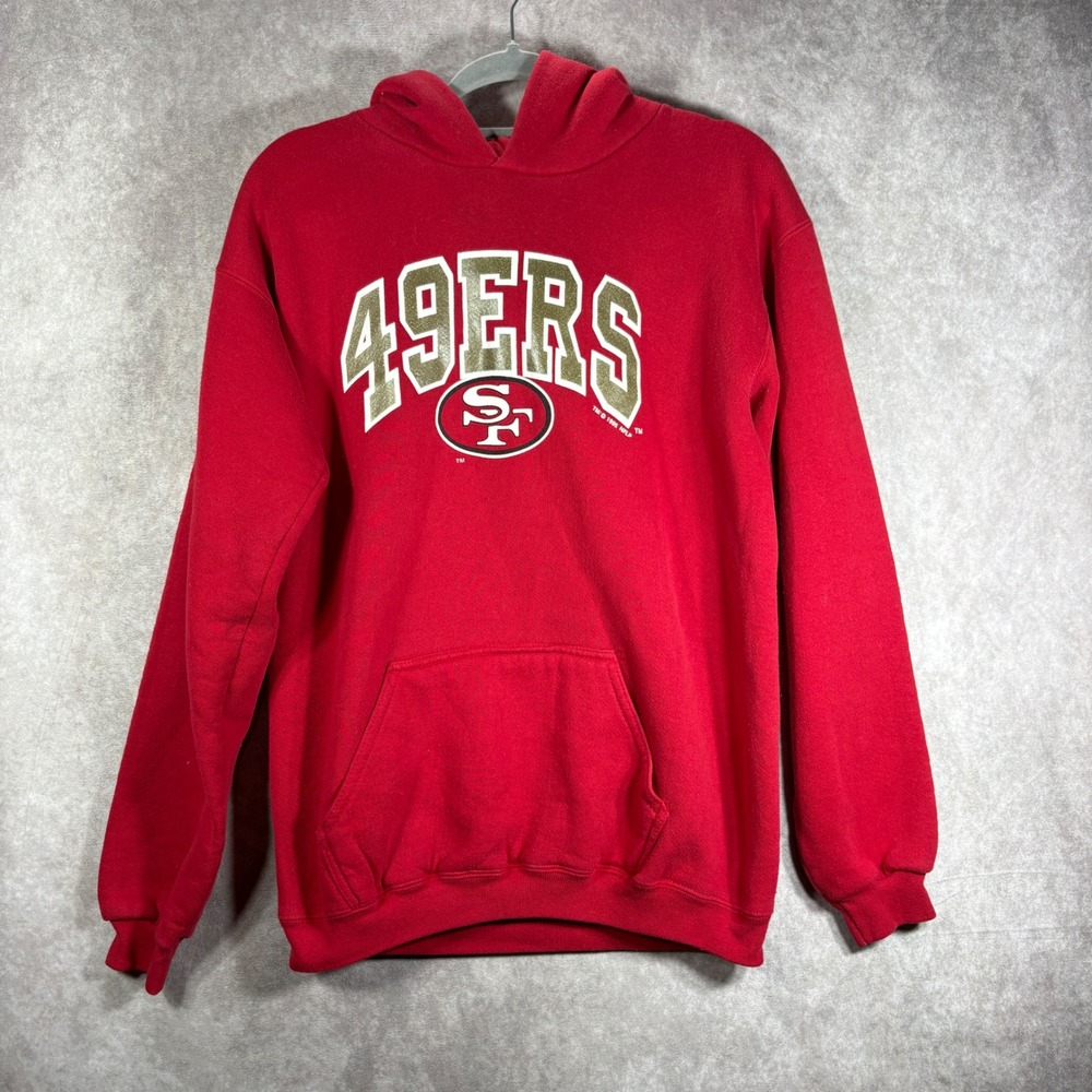 Vintage San Francisco 49ers Logo 7 Hoodie Kids XL 18-20 Red 90s NFL Fleece y2k